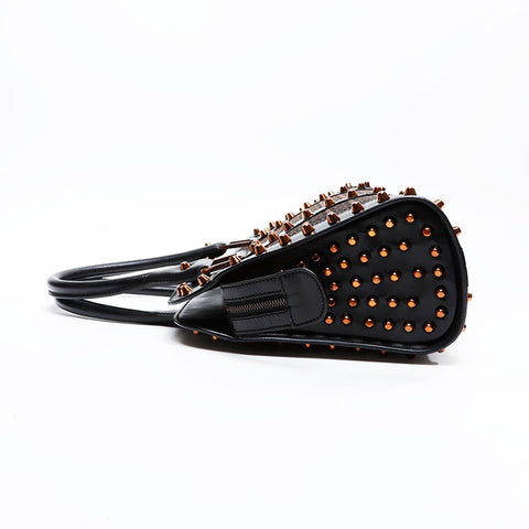 FENDI Zucchino Studs Handbag Brown WS20816