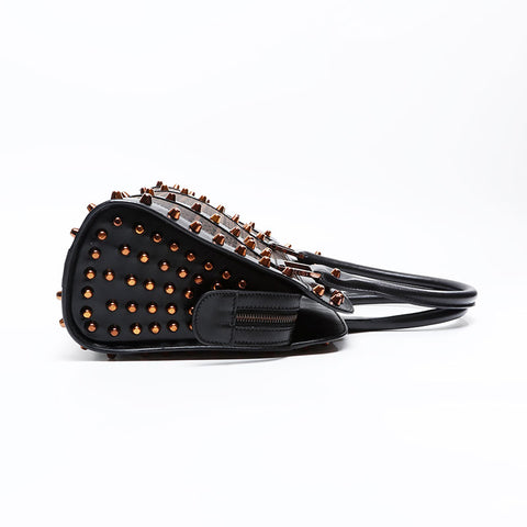 FENDI Zucchino Studs Handbag Brown WS20816
