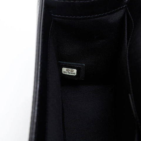 CHANEL 19th series 2014 Punching Boy Chanel Silver Metal Shoulder Bag black WS20819