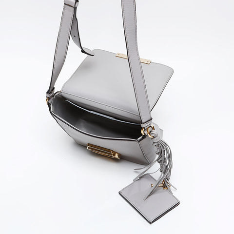 Salvatore Ferragamo Leather Gancini Shoulder Bag gray WS20827
