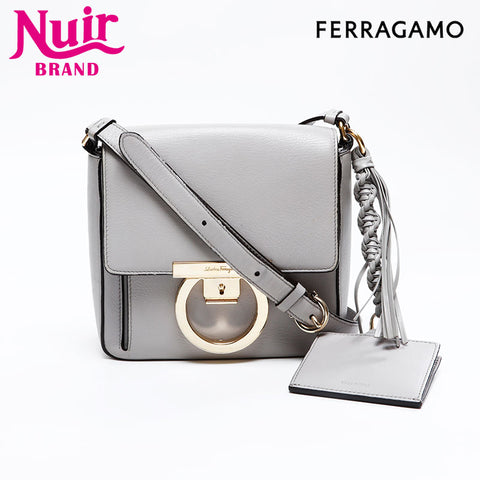 Salvatore Ferragamo Leather Gancini Shoulder Bag gray WS20827
