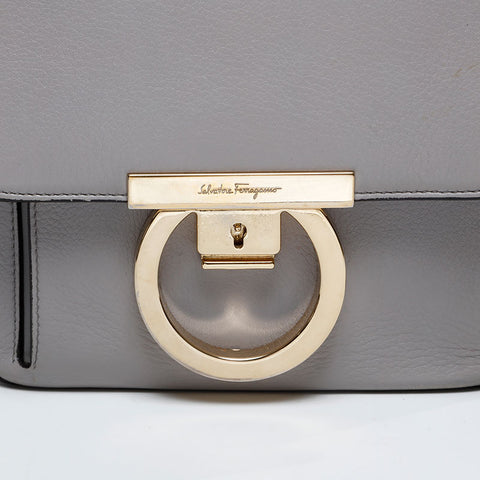 Salvatore Ferragamo Leather Gancini Shoulder Bag gray WS20827