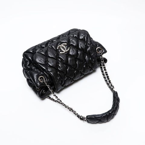CHANEL 13th series 2009-2010 Bubble Quilt Leather Chain Shoulder Bag black WS20830