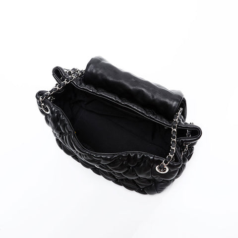 CHANEL 13th series 2009-2010 Bubble Quilt Leather Chain Shoulder Bag black WS20830