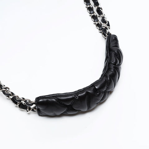 CHANEL 13th series 2009-2010 Bubble Quilt Leather Chain Shoulder Bag black WS20830