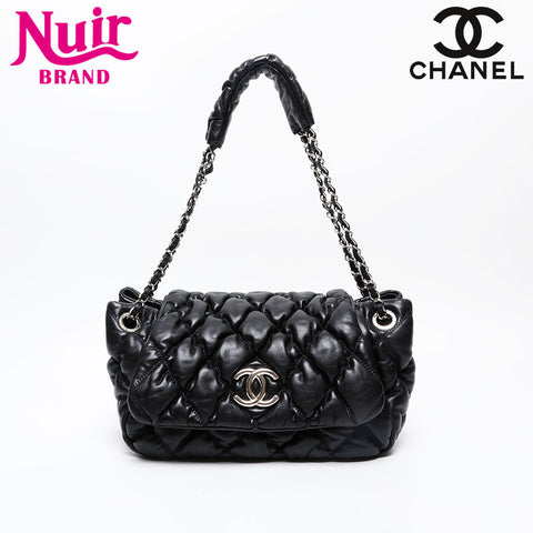 CHANEL 13th series 2009-2010 Bubble Quilt Leather Chain Shoulder Bag black WS20830