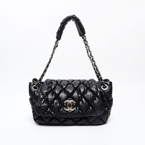 CHANEL 13th series 2009-2010 Bubble Quilt Leather Chain Shoulder Bag black WS20830