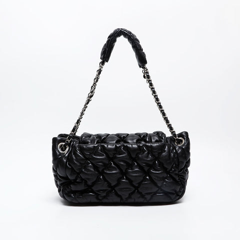 CHANEL 13th series 2009-2010 Bubble Quilt Leather Chain Shoulder Bag black WS20830
