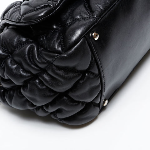 CHANEL 13th series 2009-2010 Bubble Quilt Leather Chain Shoulder Bag black WS20830