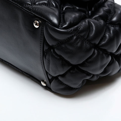 CHANEL 13th series 2009-2010 Bubble Quilt Leather Chain Shoulder Bag black WS20830