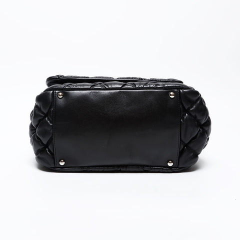 CHANEL 13th series 2009-2010 Bubble Quilt Leather Chain Shoulder Bag black WS20830
