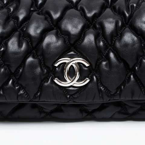 CHANEL 13th series 2009-2010 Bubble Quilt Leather Chain Shoulder Bag black WS20830