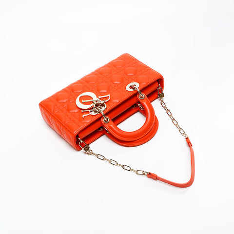Christian Dior Lady Dior D-JOY Lambskin Handbag Orange WS20831