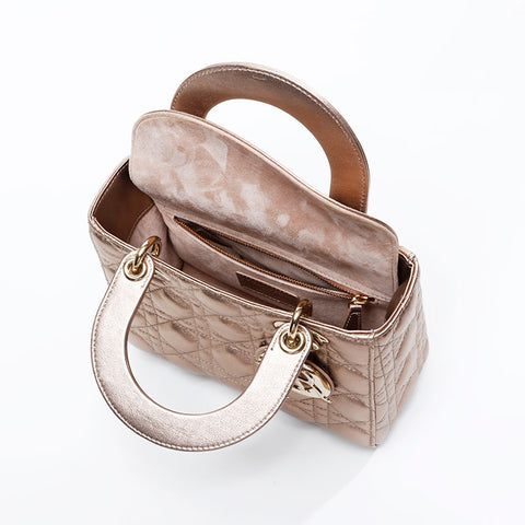 Christian Dior Lady Dior Small Metallic Handbag gold WS20833