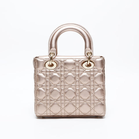 Christian Dior Lady Dior Small Metallic Handbag gold WS20833