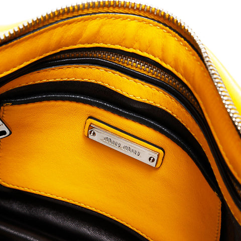 Miu Miu Leather Fringe Shoulder Bag yellow WS20834