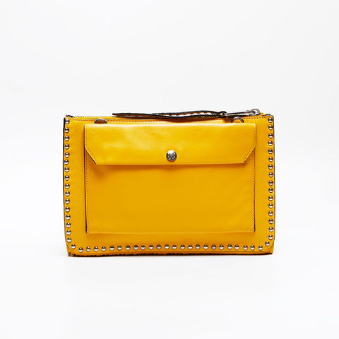 Miu Miu Leather Fringe Shoulder Bag yellow WS20834