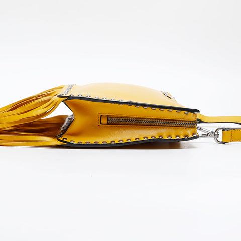 Miu Miu Leather Fringe Shoulder Bag yellow WS20834