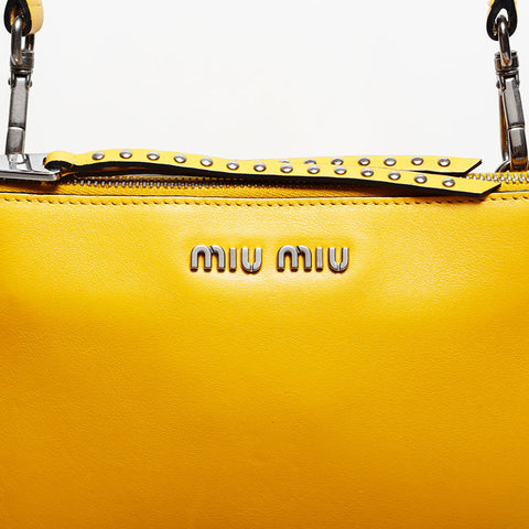 Miu Miu Leather Fringe Shoulder Bag yellow WS20834