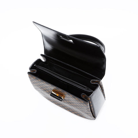 CELINE PVC Macadam 2way Top Handle Handbag black WS20839