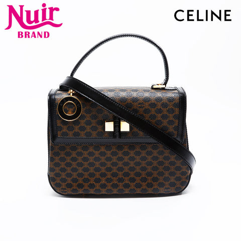 CELINE PVC Macadam 2way Top Handle Handbag black WS20839