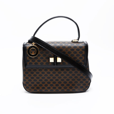 CELINE PVC Macadam 2way Top Handle Handbag black WS20839