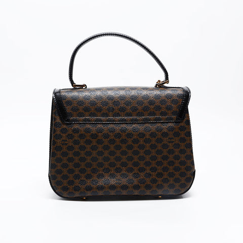 CELINE PVC Macadam 2way Top Handle Handbag black WS20839