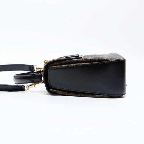 CELINE PVC Macadam 2way Top Handle Handbag black WS20839