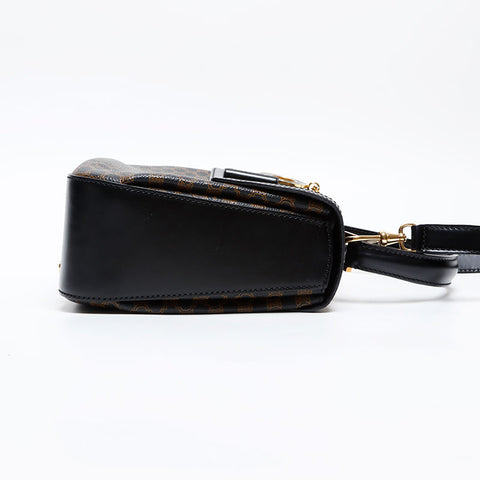 CELINE PVC Macadam 2way Top Handle Handbag black WS20839