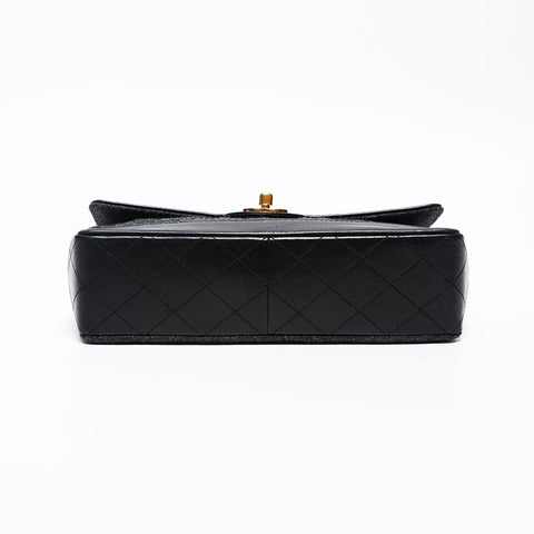 CHANEL 1st Series 1989-1991 Wool Quilted Flap Chain Shoulder Bag black WS20841