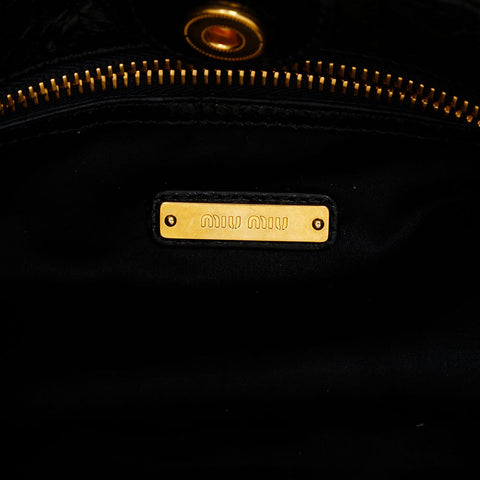 Miu Miu Vitello Shine Leather 2way Handbag black WS20843