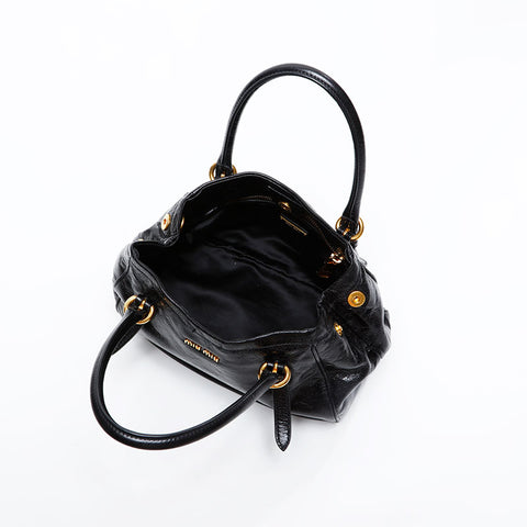 Miu Miu Vitello Shine Leather 2way Handbag black WS20843
