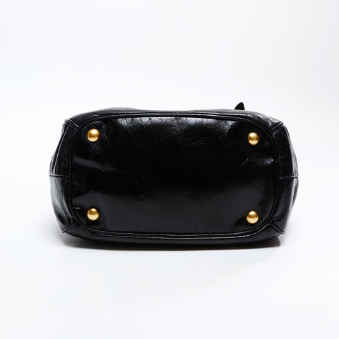 Miu Miu Vitello Shine Leather 2way Handbag black WS20843