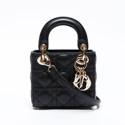 Christian Dior Micro Lady Dior 2way Shoulder Bag black WS20847