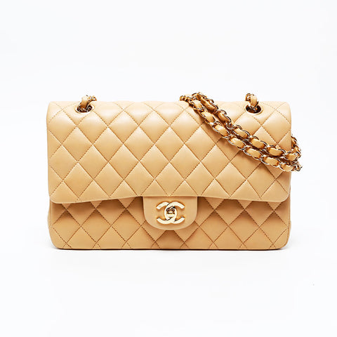 CHANEL 8th series 2003-2004 9.8" Double flap Matelasse Chain Shoulder Bag beige WS20848