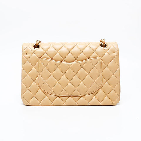 CHANEL 8th series 2003-2004 9.8" Double flap Matelasse Chain Shoulder Bag beige WS20848