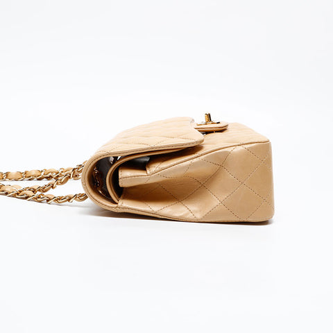 CHANEL 8th series 2003-2004 9.8" Double flap Matelasse Chain Shoulder Bag beige WS20848