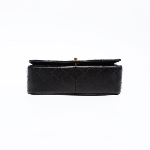 CHANEL No. 1 1989-1991 Lambskin Chain Full Flap Shoulder Bag black WS20849