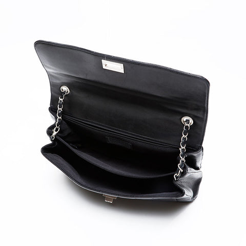 CHANEL 10th series 2005-2006 Chocolate bar lambskin matelasse Chain Shoulder Bag black WS20850