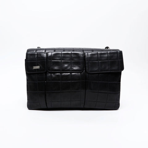 CHANEL 10th series 2005-2006 Chocolate bar lambskin matelasse Chain Shoulder Bag black WS20850