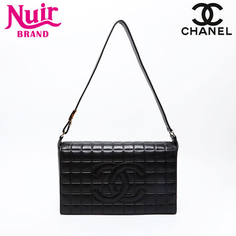 CHANEL No. 7 Large COCO Mark Lambskin Chocolate Bar 2002-2003 Shoulder Bag black WS20853