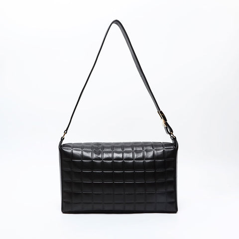 CHANEL No. 7 Large COCO Mark Lambskin Chocolate Bar 2002-2003 Shoulder Bag black WS20853