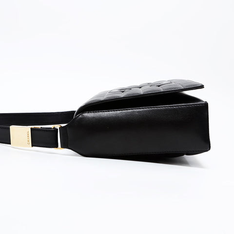CHANEL No. 7 Large COCO Mark Lambskin Chocolate Bar 2002-2003 Shoulder Bag black WS20853
