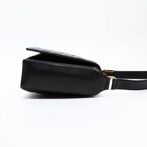 CHANEL No. 7 Large COCO Mark Lambskin Chocolate Bar 2002-2003 Shoulder Bag black WS20853