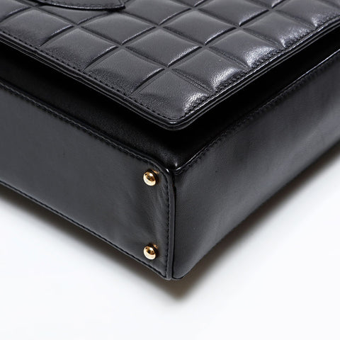 CHANEL No. 7 Large COCO Mark Lambskin Chocolate Bar 2002-2003 Shoulder Bag black WS20853