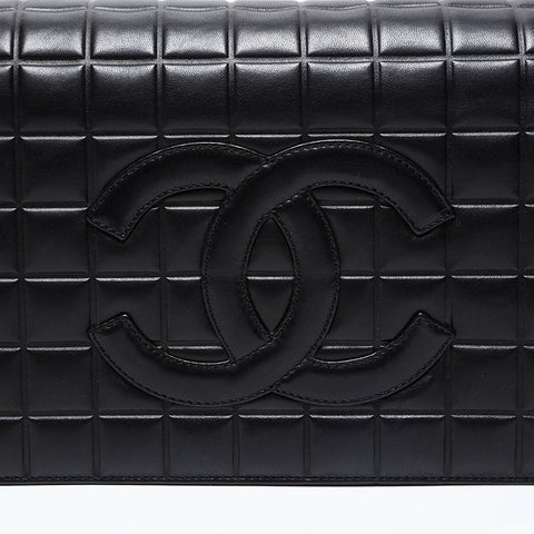 CHANEL No. 7 Large COCO Mark Lambskin Chocolate Bar 2002-2003 Shoulder Bag black WS20853