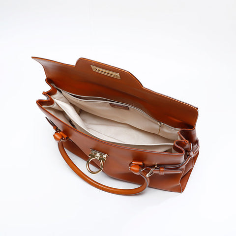 Salvatore Ferragamo Gancini Large Handbag Brown WS20855