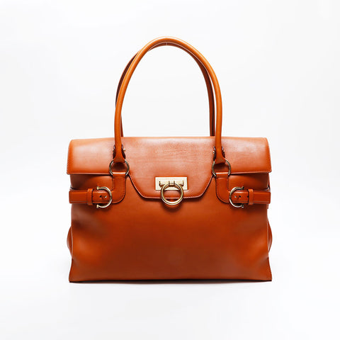 Salvatore Ferragamo Gancini Large Handbag Brown WS20855