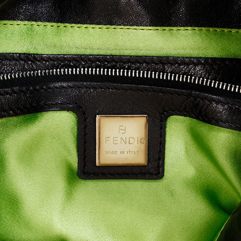 FENDI Pony Mamma Bucket Beads Shoulder Bag black WS20858