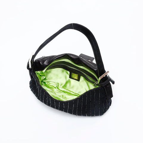 FENDI Pony Mamma Bucket Beads Shoulder Bag black WS20858